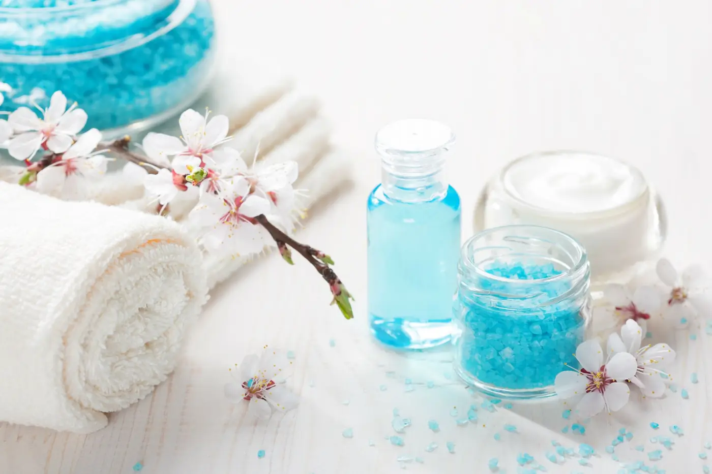 Spa products still life used on the Silver Sea Day Spa shop page